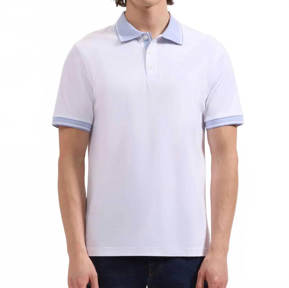 NEW BUGATCHI UOMO short sleeve three button polo in white